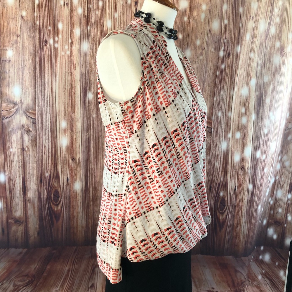 Alfani Coral & White Crossover Sleeveless Top - Picture 2 of 8